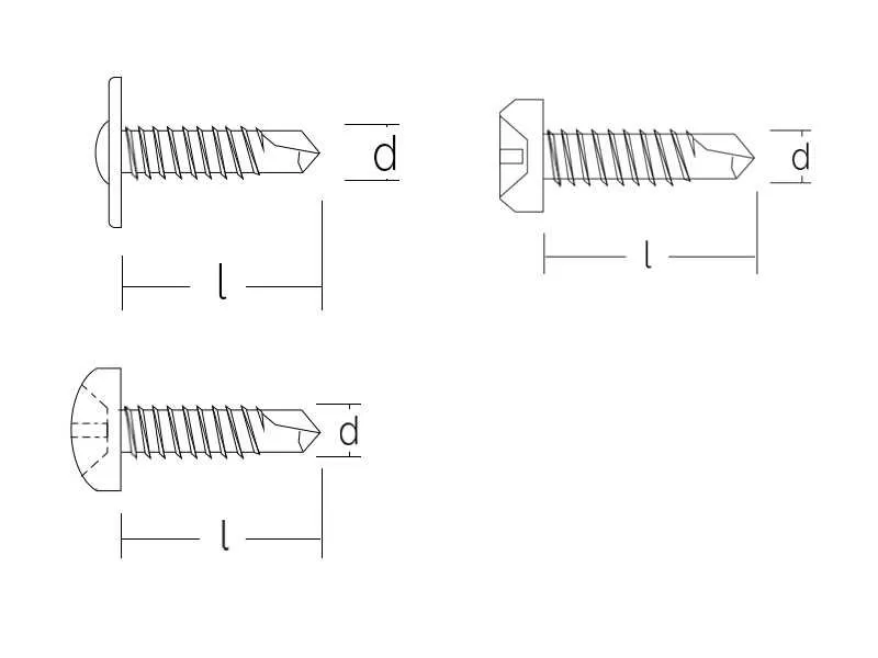 Método de medición de tornillo con cabeza pan truss