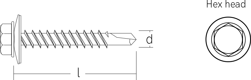 Tornillo autorroscante de cabeza hexagonal con arandela