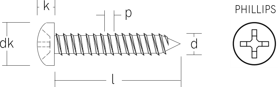 Tornillo autoperforante de cabeza pan